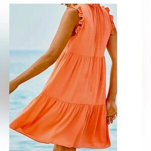 Lilly Pulitzer Jazzy Dress Tangelo Orange Ruffle Tiered Size M